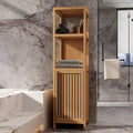 Meuble de rangement multifonctionnel en bambou de grande capacité pour salle de bain