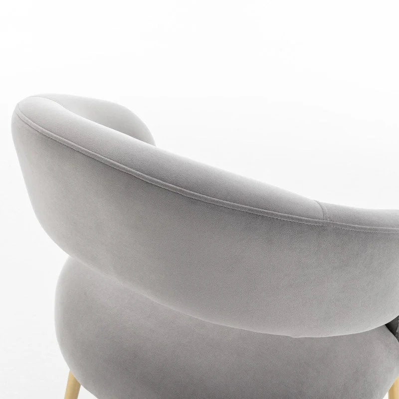 Chaise de salle à manger moderne du milieu du siècle en velours avec dossier ouvert