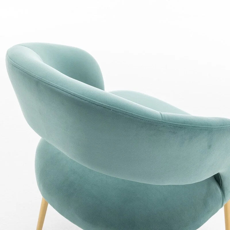 Chaise de salle à manger moderne du milieu du siècle en velours avec dossier ouvert