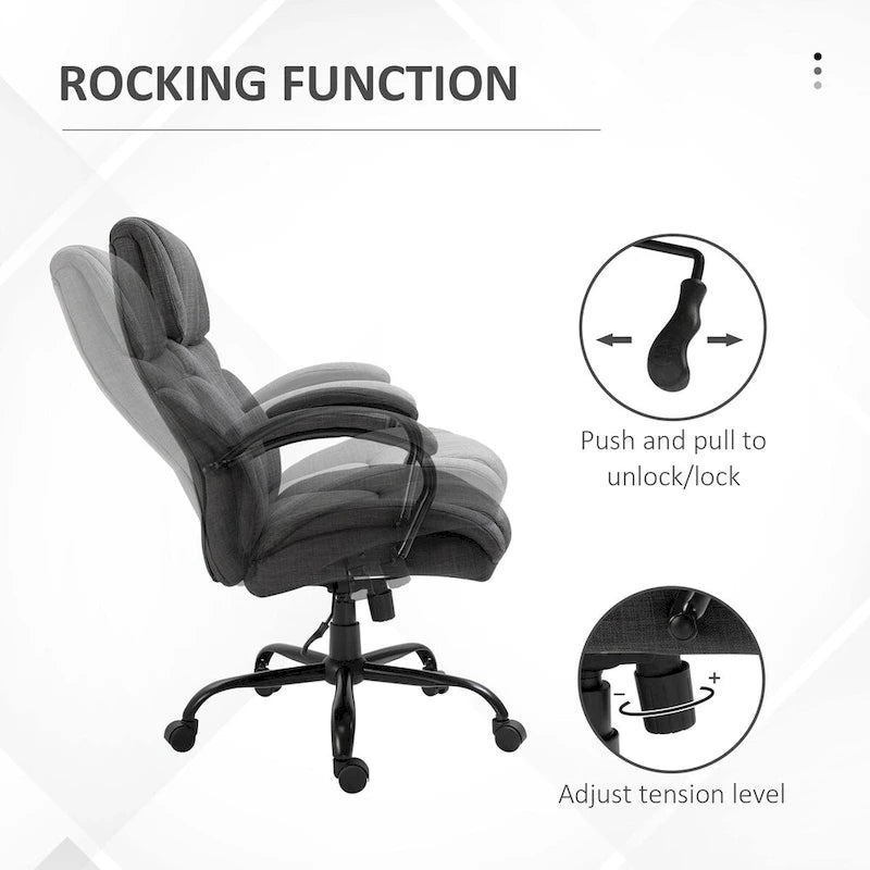Chaise de bureau ergonomique avec siège large réglable en hauteur