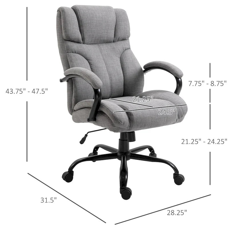 Chaise de bureau ergonomique avec siège large réglable en hauteur