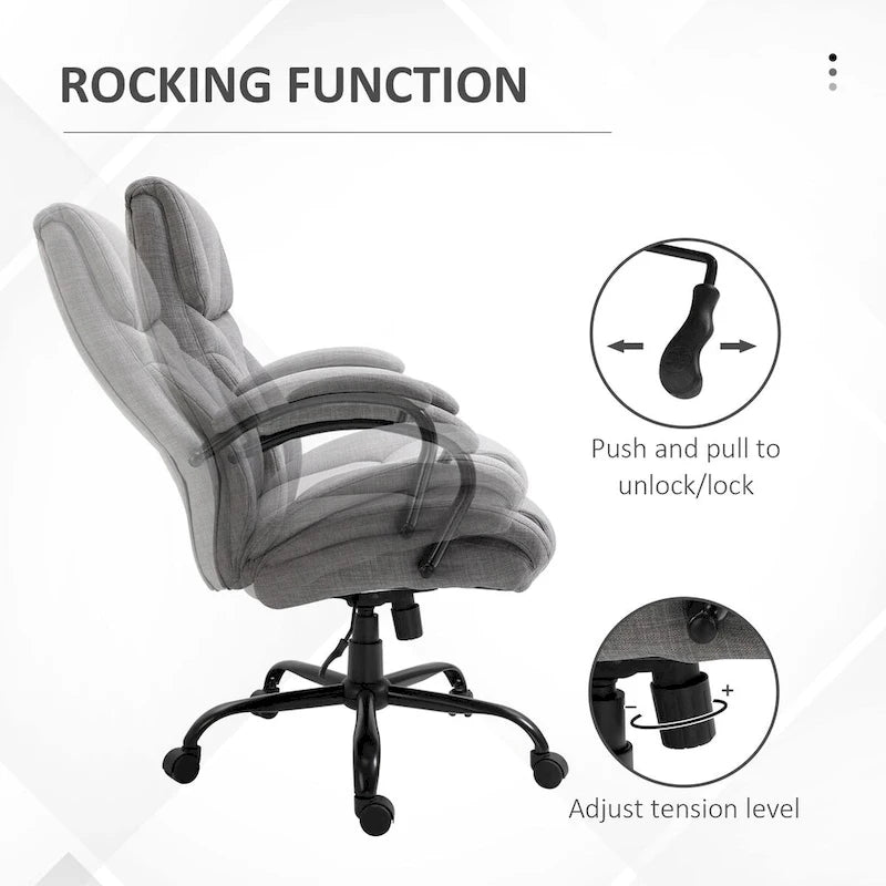 Chaise de bureau ergonomique avec siège large réglable en hauteur