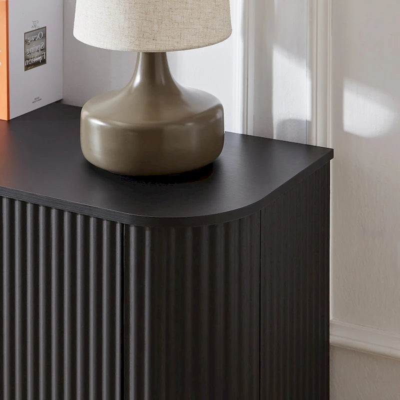Meuble de rangement, Meuble TV avec motif ondulé, Buffet, Meuble à rayures verticales en bois