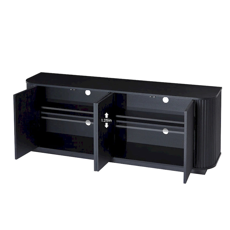 Meuble de rangement, Meuble TV avec motif ondulé, Buffet, Meuble à rayures verticales en bois