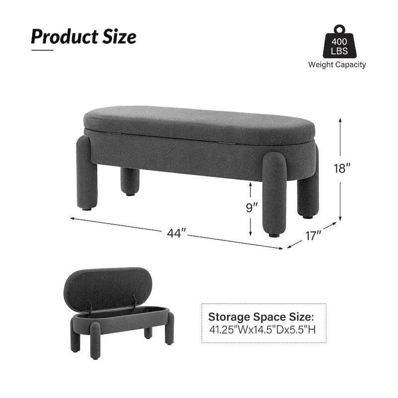 Banc de rangement Oscar avec couvercle à charnière