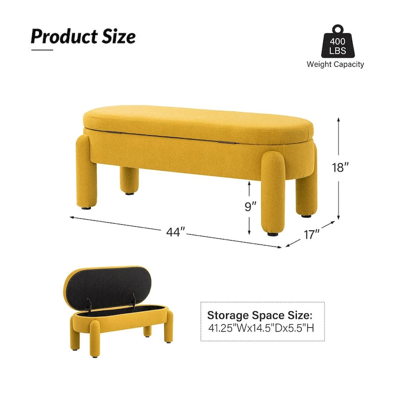 Banc de rangement Oscar avec couvercle à charnière