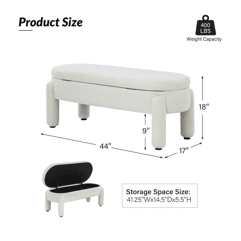 Banc de rangement Oscar avec couvercle à charnière