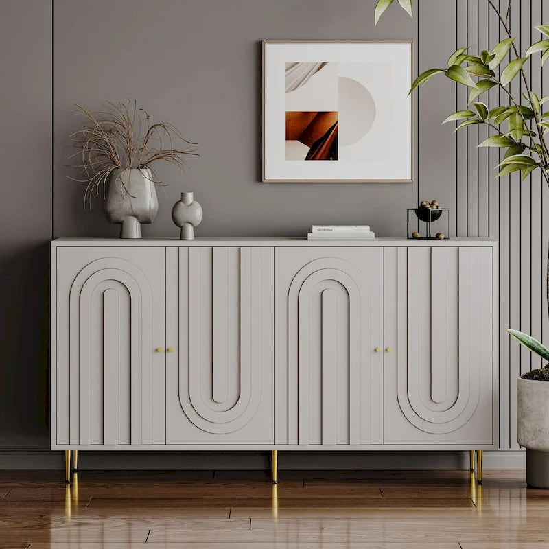 59.8W 4 Door Wooden Cabinet Sideboard Buffet - N/A