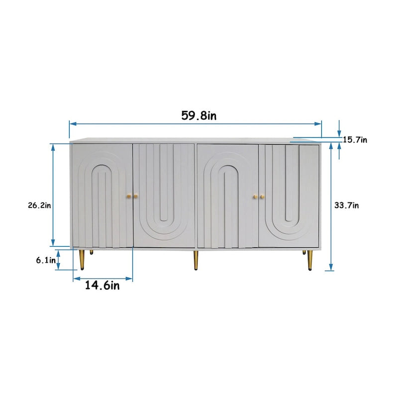 59,8W Buffet-bahut en bois à 4 portes - S.O.