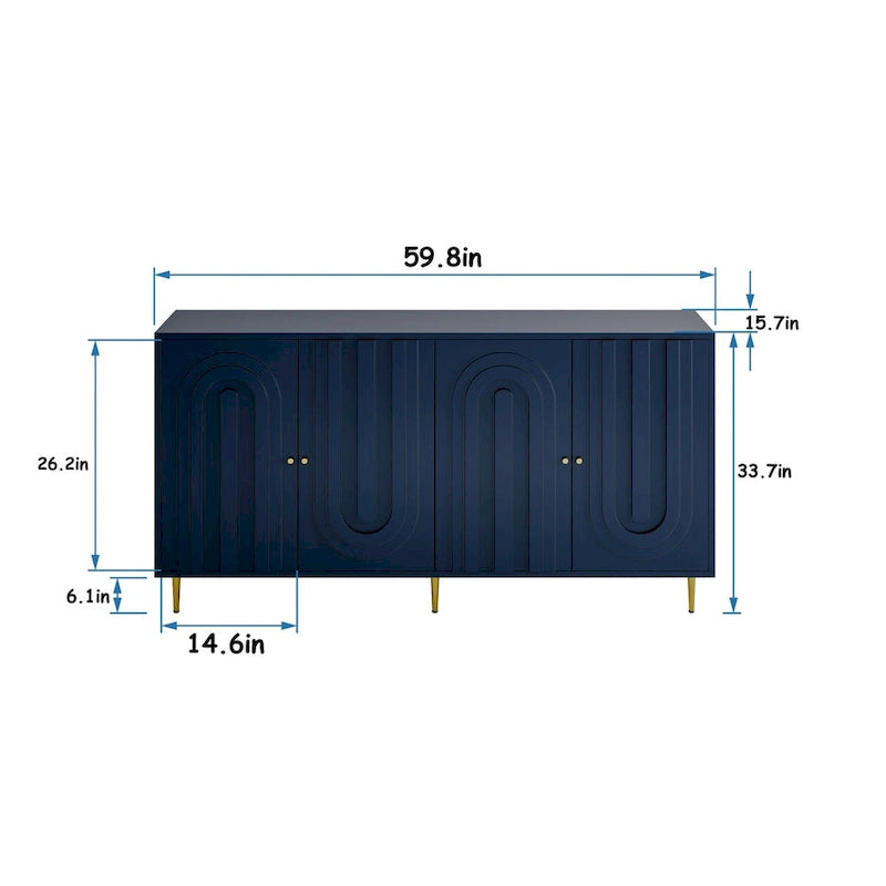 59,8W Buffet-bahut en bois à 4 portes - S.O.
