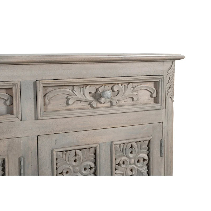 Buffet en bois massif sculpté 3 tiroirs 3 portes Clara