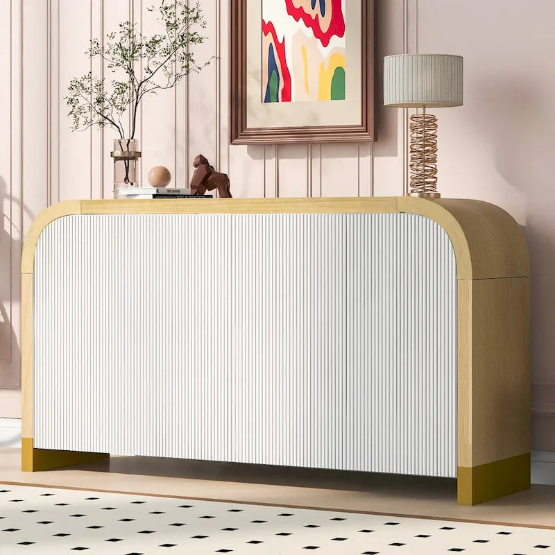 Meuble bas à 4 portes avec étagères réglables pour le salon