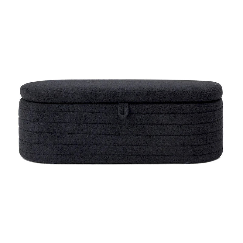 Banc de bout de lit moderne avec rangement, tissu sherpa capitonné, grand banc de rangement, pouf, tabouret à chaussures, long banc pour chambre à coucher