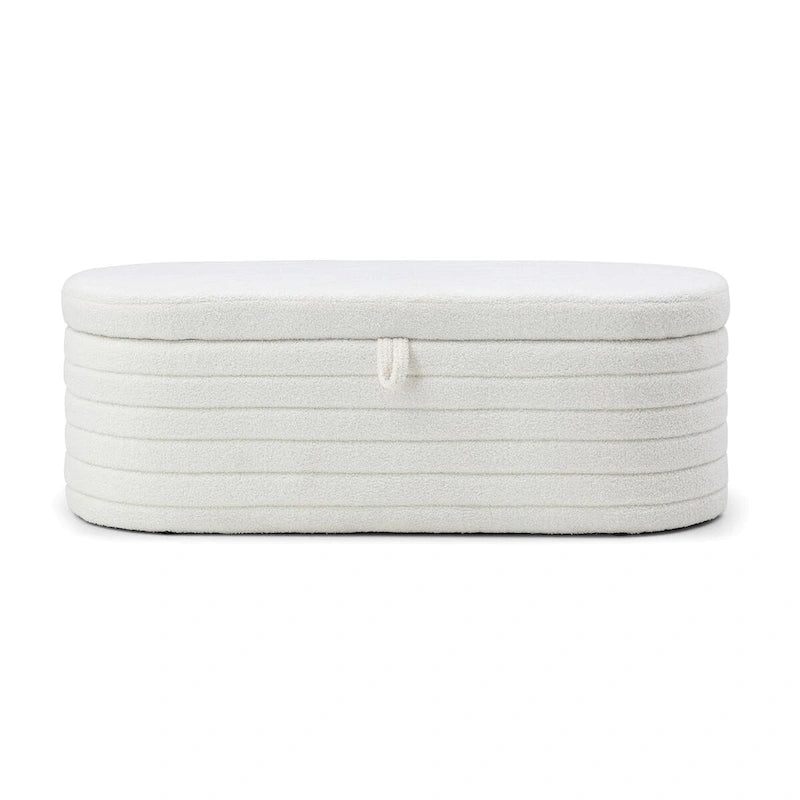 Banc de bout de lit moderne avec rangement, tissu sherpa capitonné, grand banc de rangement, pouf, tabouret à chaussures, long banc pour chambre à coucher