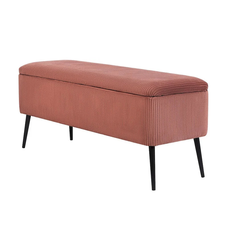 Banc de rangement en velours Adeco, 112 cm, bout de lit