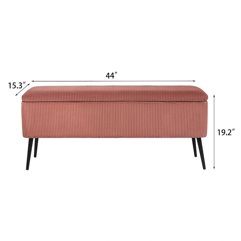 Banc de rangement en velours Adeco, 112 cm, bout de lit