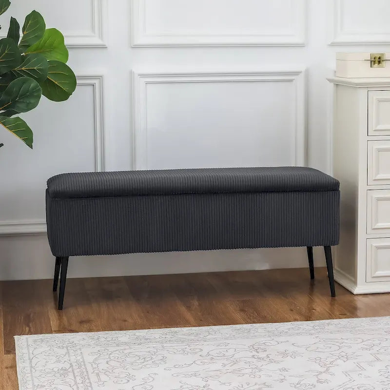 Banc de rangement en velours Adeco, 112 cm, bout de lit