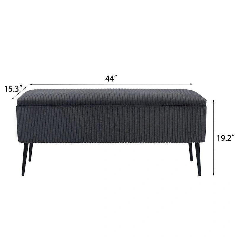 Banc de rangement en velours Adeco, 112 cm, bout de lit