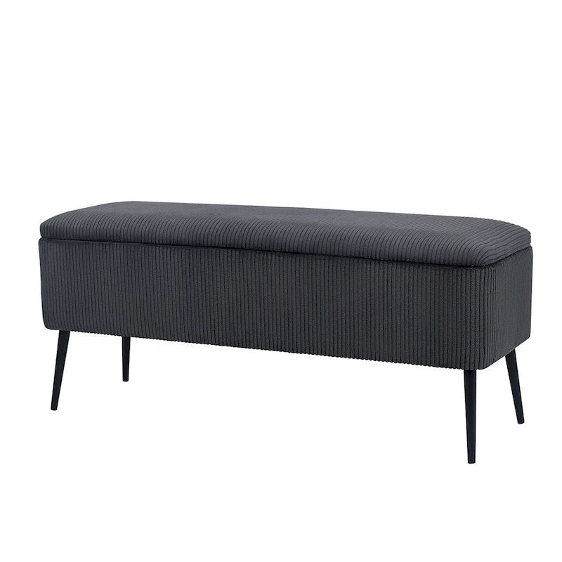 Banc de rangement en velours Adeco, 112 cm, bout de lit