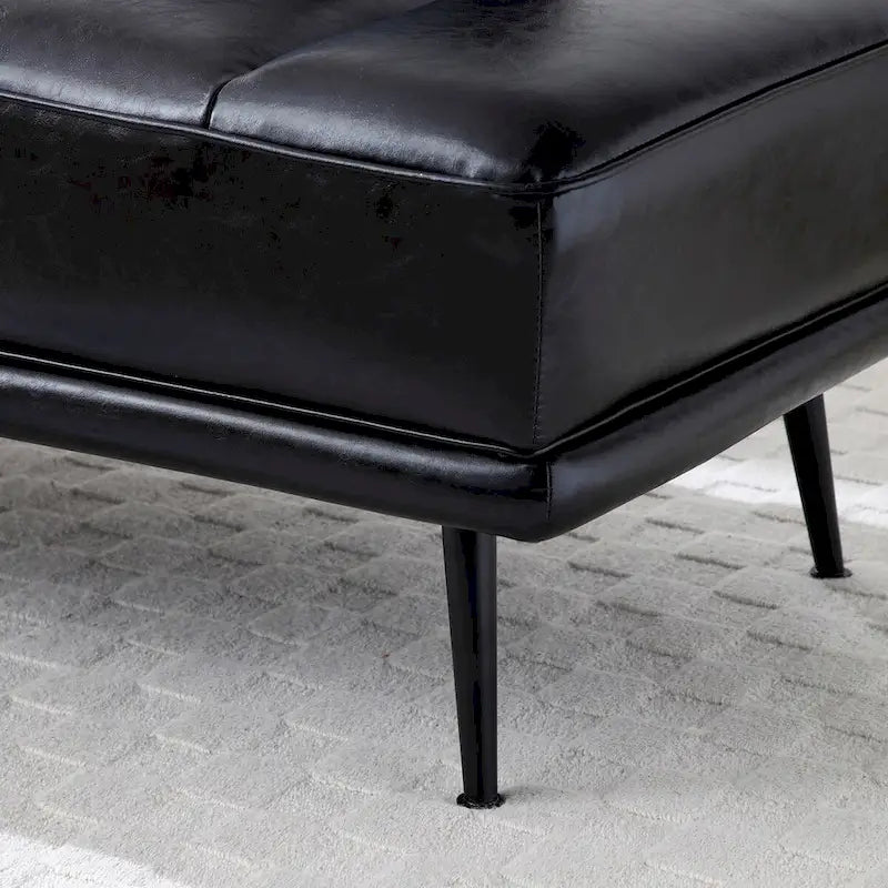 Banc de bout de lit de 56,3 po de large, rembourré en similicuir avec table d'appoint, plateau pivotant à 360 degrés, pouf d'entrée, pieds en métal