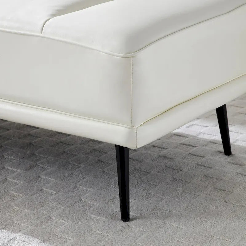 Banc de bout de lit de 56,3 po de large, rembourré en similicuir avec table d'appoint, plateau pivotant à 360 degrés, pouf d'entrée, pieds en métal