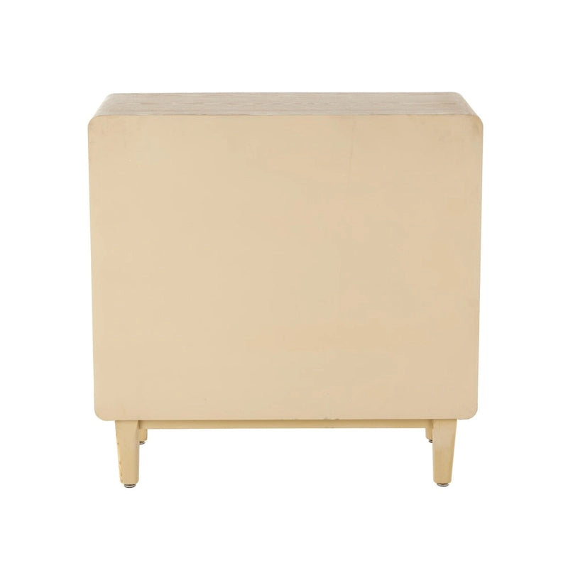 Armoire de chambre à 2 portes sculptée en bois d'inspiration Art déco géométrique avec poignées en anneaux dorés - Marron - Roche River Decor