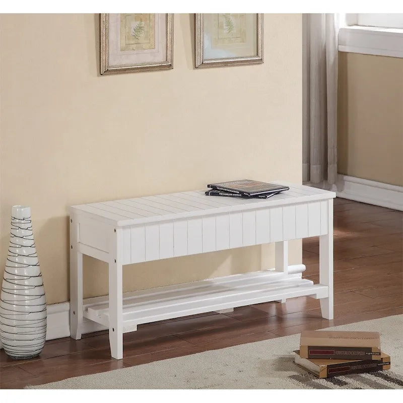 Banc à chaussures en bois massif de qualité avec rangement pour salon