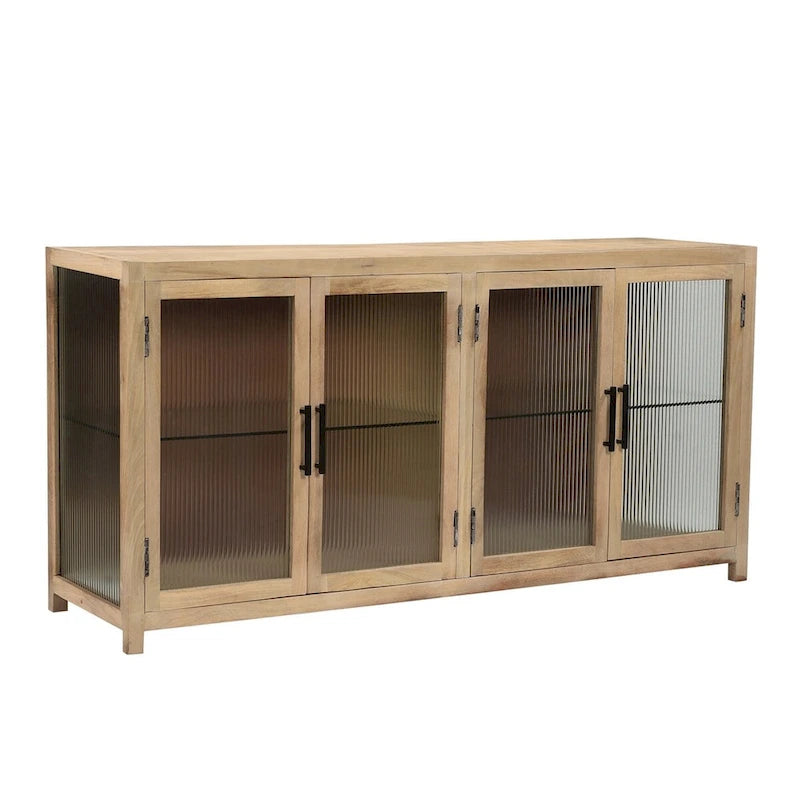Bahut en bois de manguier avec verre cannelé - ST