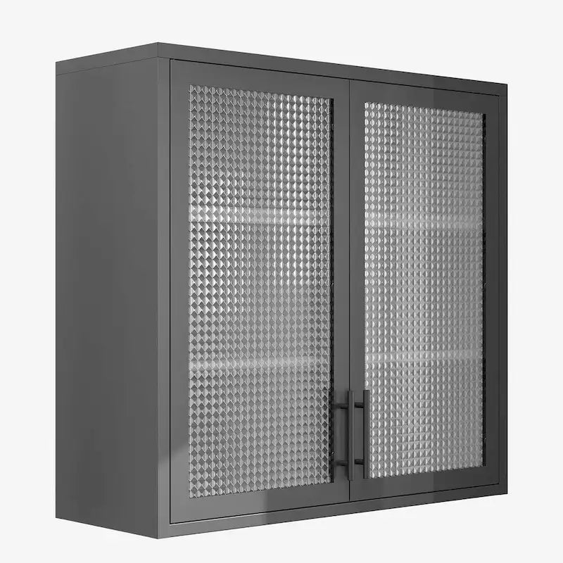 Meuble de rangement mural ou à poser avec portes en verre dépoli et 2 étagères réglables pour le salon