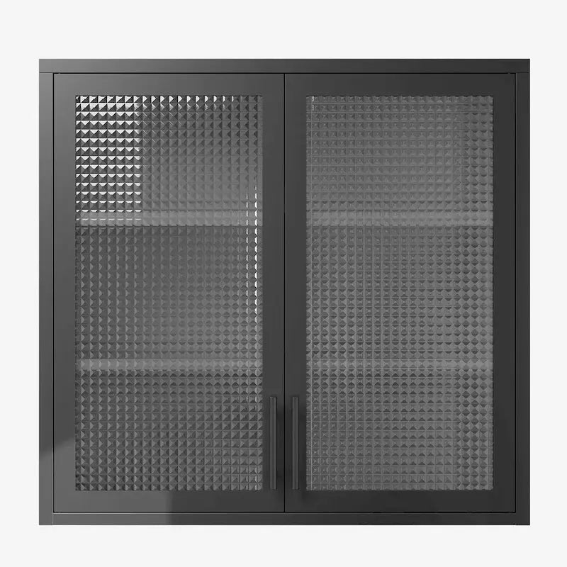 Meuble de rangement mural ou à poser avec portes en verre dépoli et 2 étagères réglables pour le salon