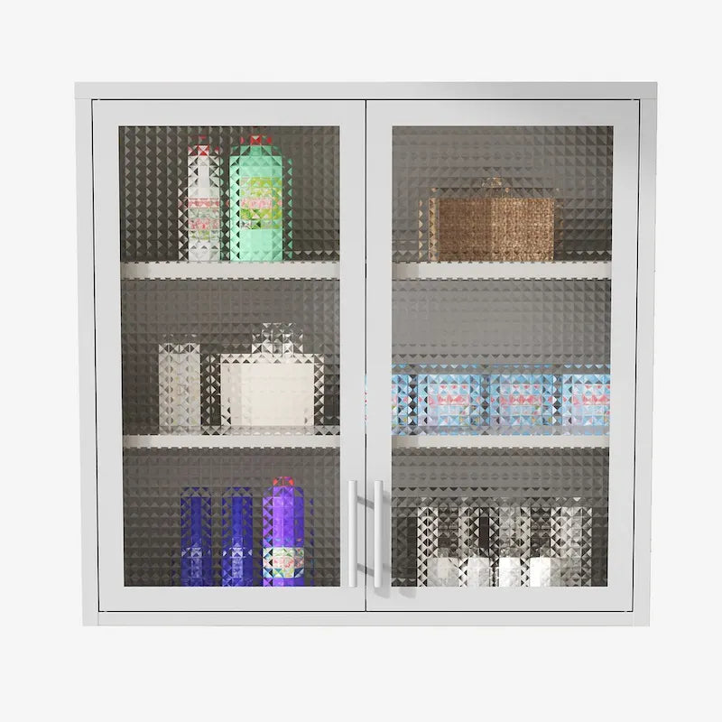 Meuble de rangement mural ou à poser avec portes en verre dépoli et 2 étagères réglables pour le salon