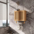 Meuble de salle de bain mural en bambou pour rangement de toilettes