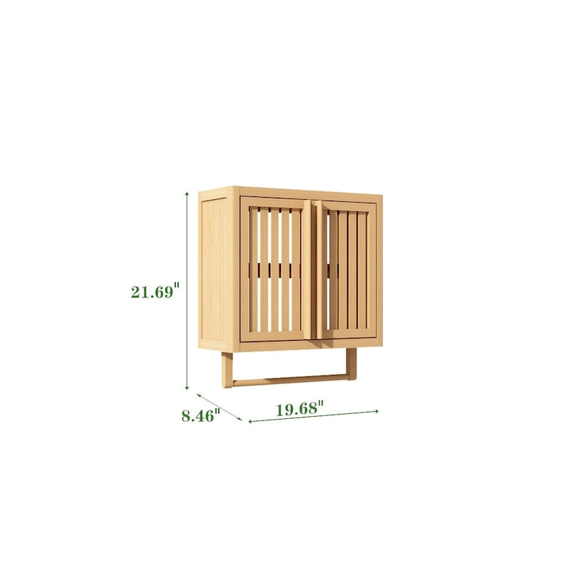 Meuble de salle de bain mural en bambou pour rangement de toilettes
