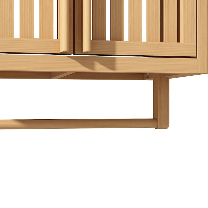 Meuble de salle de bain mural en bambou pour rangement de toilettes