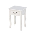 Table de rangement au sol blanche pour salon avec un tiroir, 4 pieds courbés