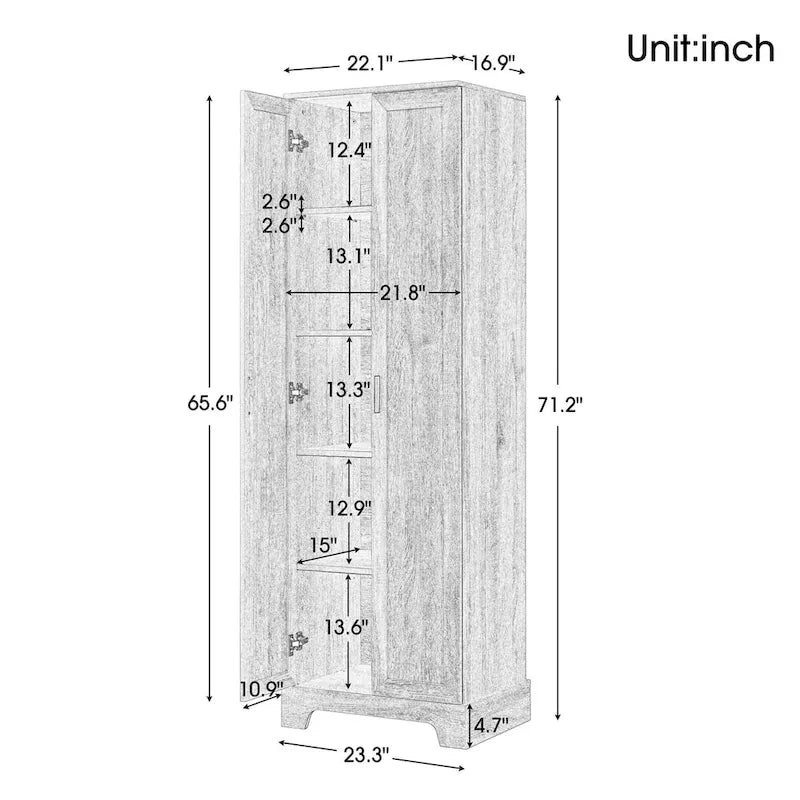 Meuble de rangement multifonctionnel à deux portes pour salle de bain, bureau