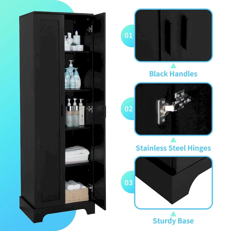 Meuble de rangement multifonctionnel à deux portes pour salle de bain, bureau