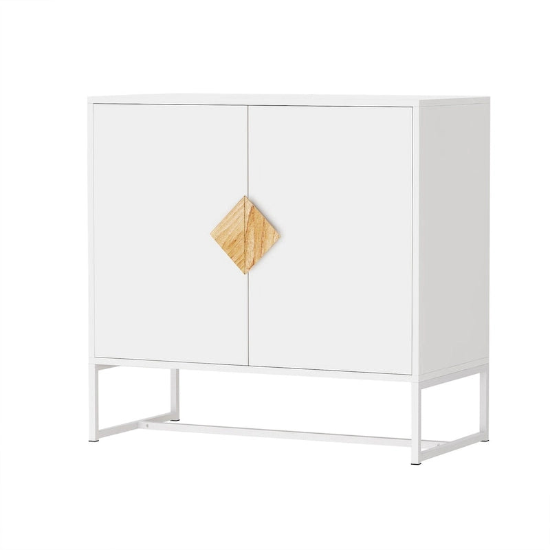 Buffet 2 portes avec poignée carrée blanche
