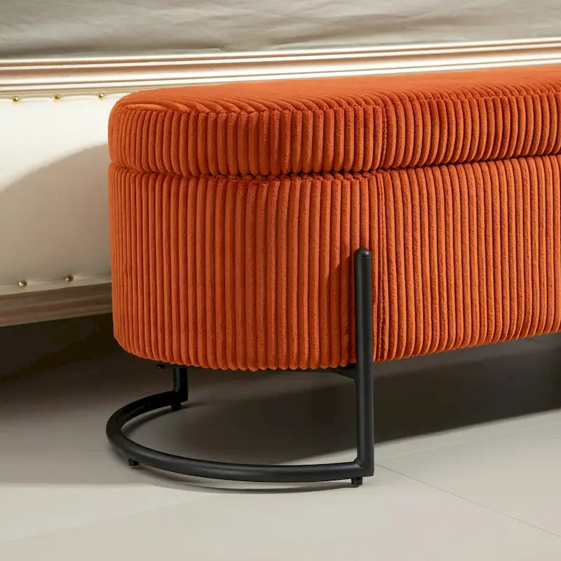 Banc de rangement ottoman, Banc de bout de lit de chambre à coucher, Banc de rangement ottoman en tissu rembourré avec charnière de sécurité, Repose-pieds rembourré d'entrée