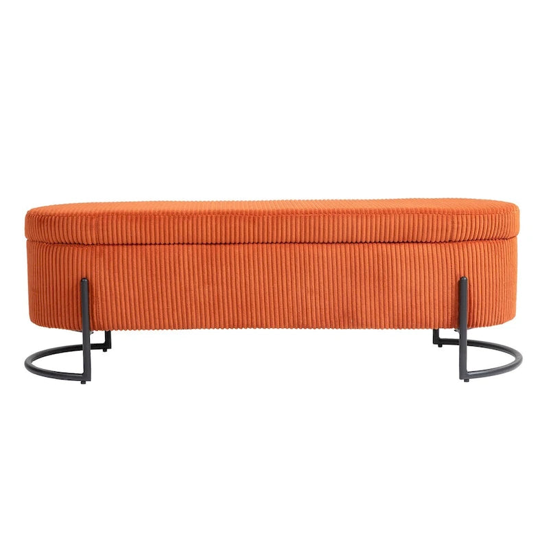 Banc de rangement ottoman, Banc de bout de lit de chambre à coucher, Banc de rangement ottoman en tissu rembourré avec charnière de sécurité, Repose-pieds rembourré d'entrée