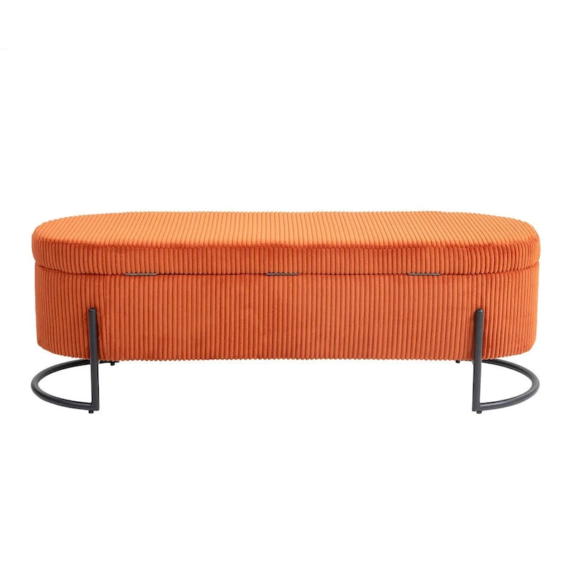 Banc de rangement ottoman, Banc de bout de lit de chambre à coucher, Banc de rangement ottoman en tissu rembourré avec charnière de sécurité, Repose-pieds rembourré d'entrée