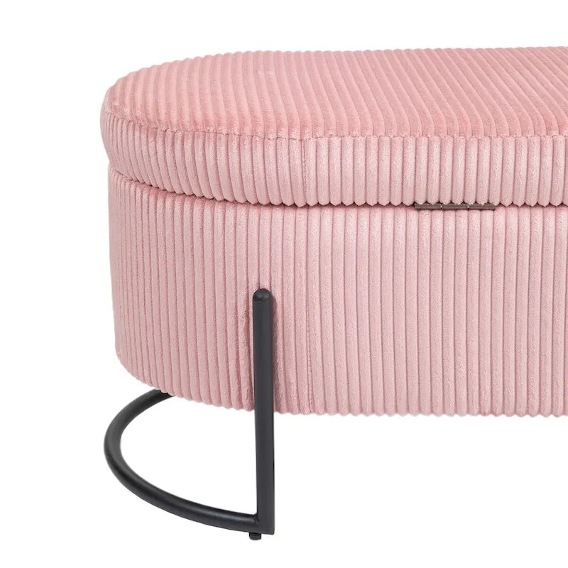 Banc de rangement ottoman, Banc de bout de lit de chambre à coucher, Banc de rangement ottoman en tissu rembourré avec charnière de sécurité, Repose-pieds rembourré d'entrée