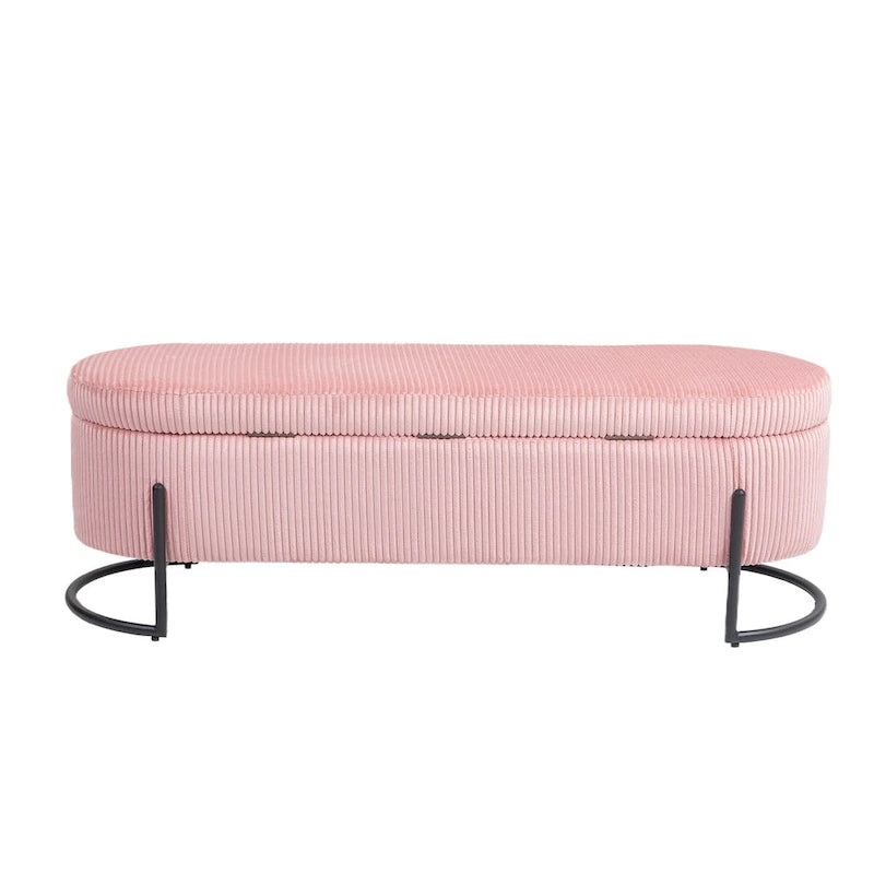 Banc de rangement ottoman, Banc de bout de lit de chambre à coucher, Banc de rangement ottoman en tissu rembourré avec charnière de sécurité, Repose-pieds rembourré d'entrée