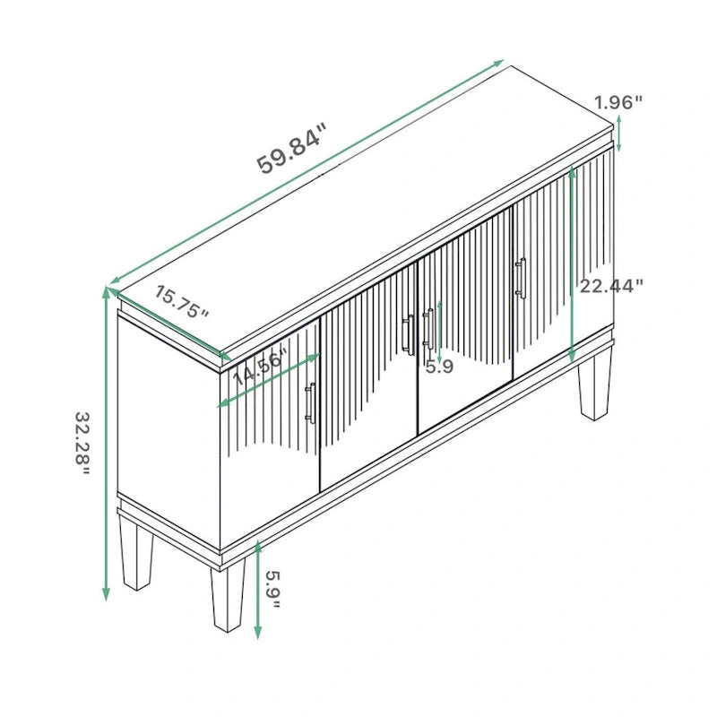Meuble de rangement 4 portes grand format pour salon