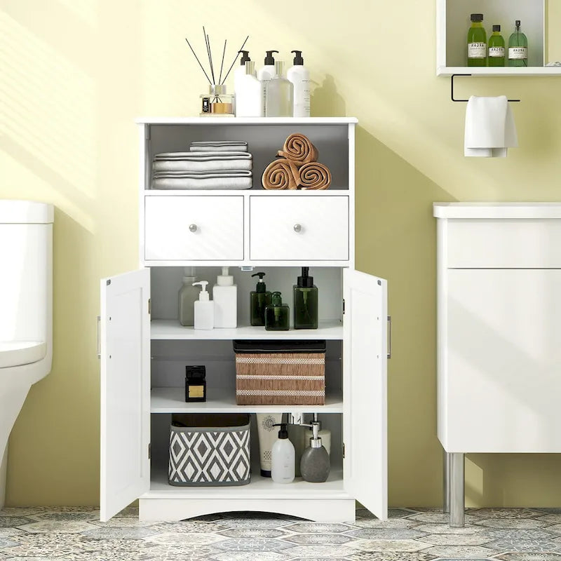 Meuble bas de salle de bain sur pied avec 2 portes