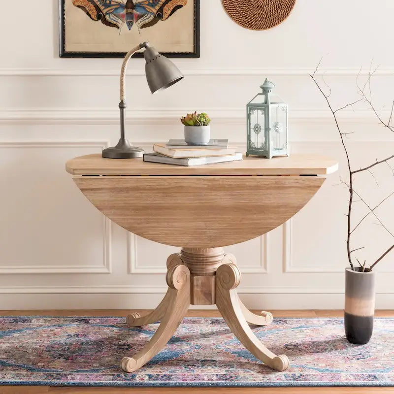 Table à manger à abattants blanc antique 43 L x 43 P x 31 H 43Lx43Px31H
