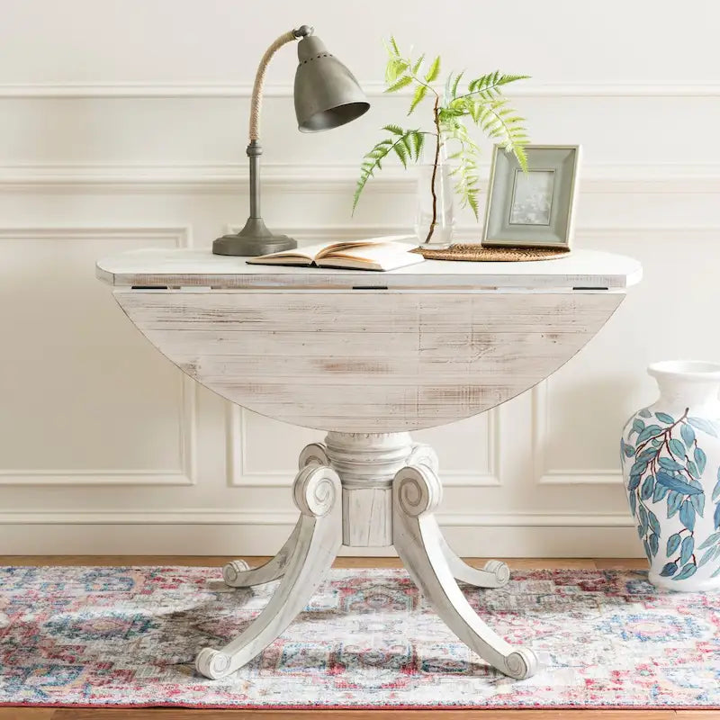 Table à manger à abattants blanc antique 43 L x 43 P x 31 H 43Lx43Px31H
