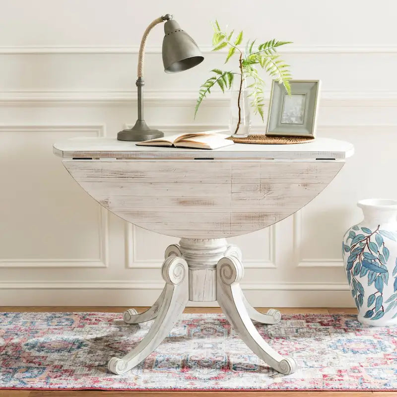 Table à manger à abattants blanc antique 43 L x 43 P x 31 H 43Lx43Px31H