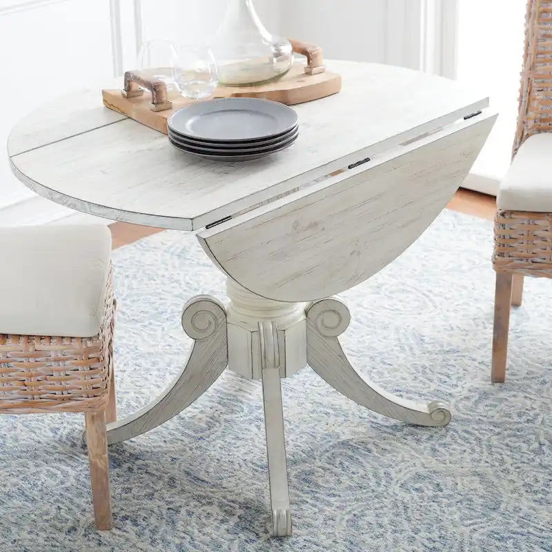 Table à manger à abattants blanc antique 43 L x 43 P x 31 H 43Lx43Px31H