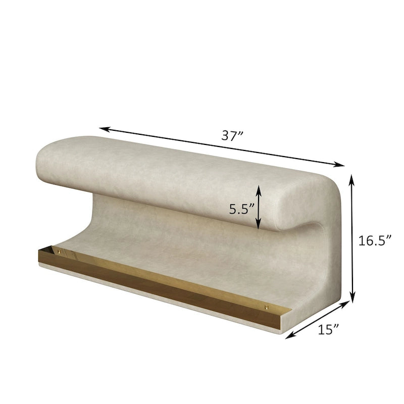 Banc d'entrée 37W avec pouf ottoman en cuir capitonné et LED